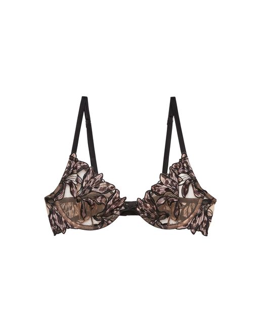 Fleur du Mal Multicolor Lily Embroidered Demi Bra