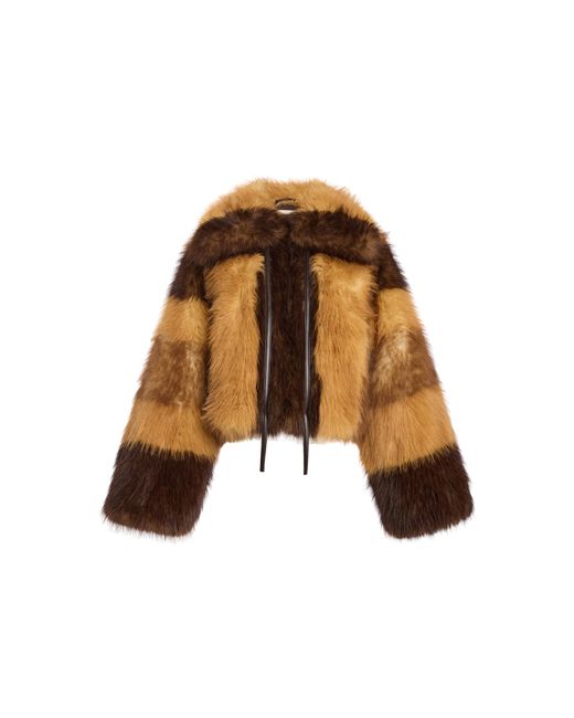 Ulla Johnson Natural Cleo Patchwork Faux-Fur Coat