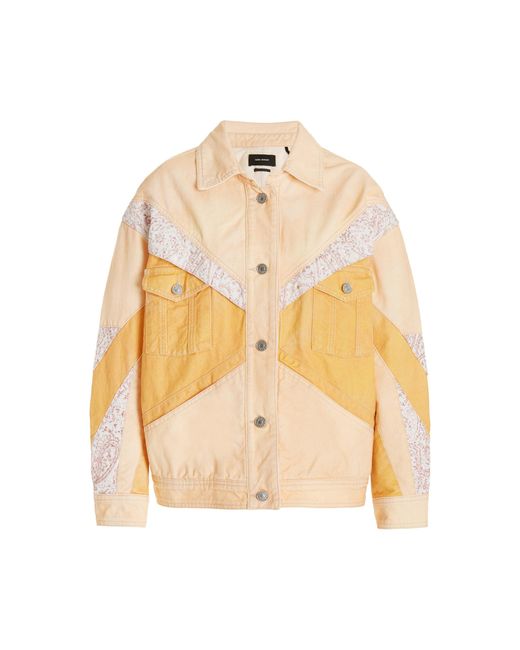 Isabel Marant Nisao Patchwork Cotton Jacket in Orange | Lyst UK