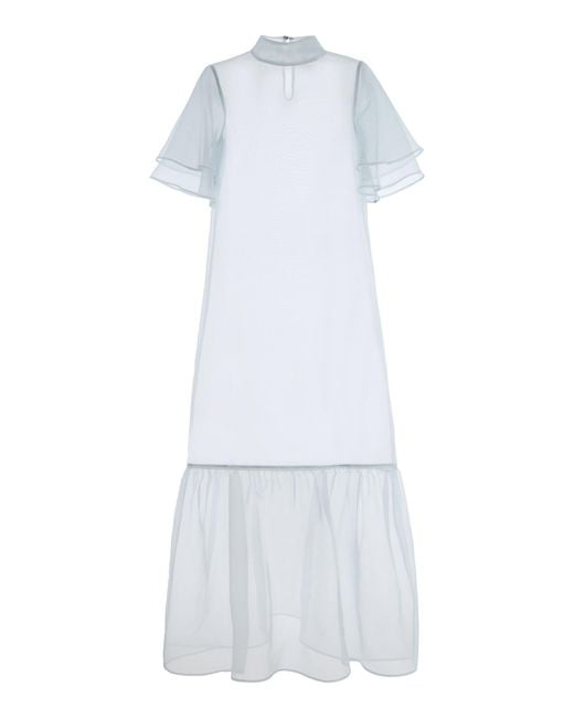 Kamperett White Exclusive Barre Silk Organza Maxi Dress