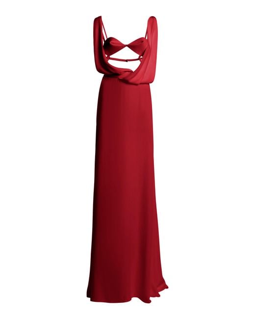 Tom Ford Red Washed Silk Georgette Evening Maxi Dress