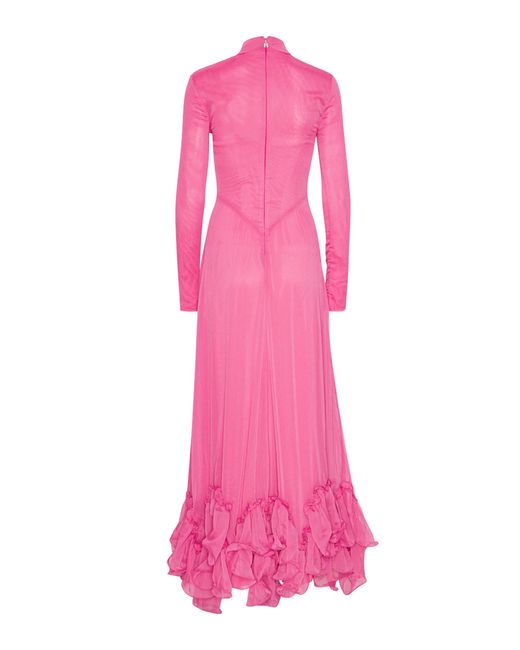 ROTATE BIRGER CHRISTENSEN Pink Ruffled Chiffon Gown