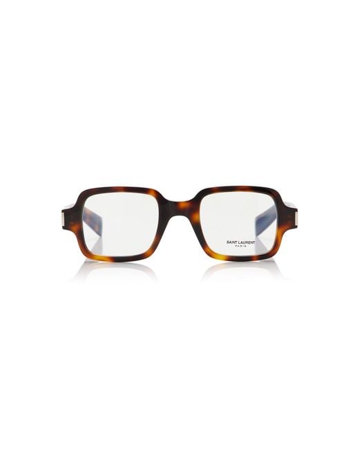 Saint Laurent Brown Square-Frame Tortoiseshell Acetate Glasses