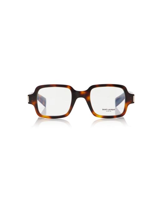 Saint Laurent Brown Square-Frame Tortoiseshell Acetate Glasses
