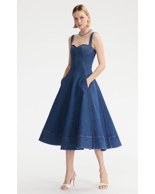crystal heart denim bow dress Lavender Dress, 10 Colour:90 Jean Blue knee length HOMETOWN1 MOTF PREMIUM WOMEN'S FASHIONABLE