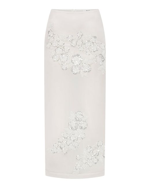 ILA THE BRAND White Exclusive Pixie Embellished Silk-Organza Midi Skirt
