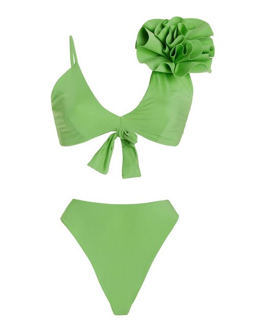 Maygel Coronel Leather Nereida Ruffled Bikini in Green | Lyst UK