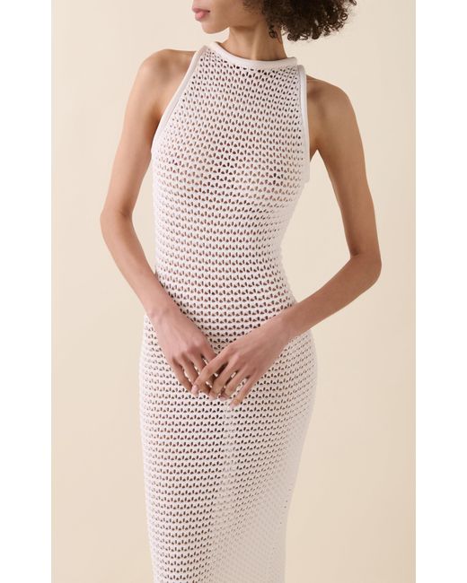 Alaïa White Waffle-knit Maxi Dress