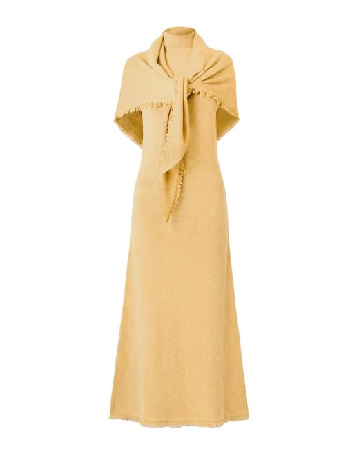 Monse Metallic Wrap-Detail Mock Neck Merino Wool Midi Dress