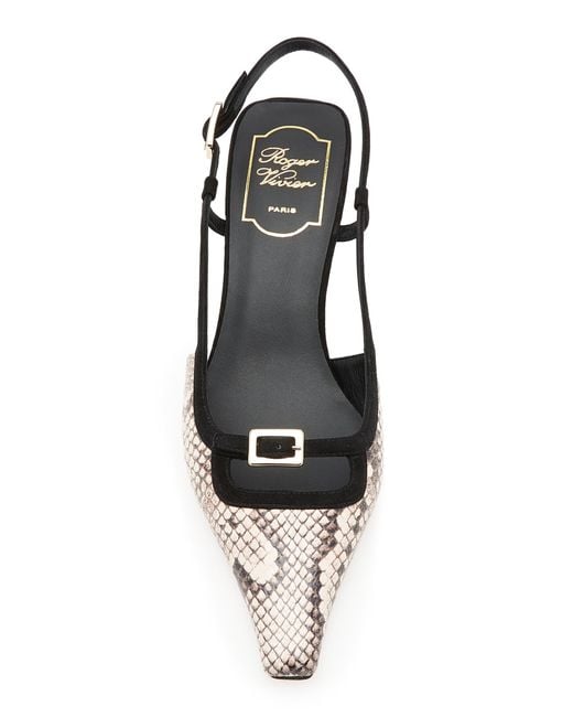 Roger Vivier Multicolor Python-Effect Leather Slingback Pumps