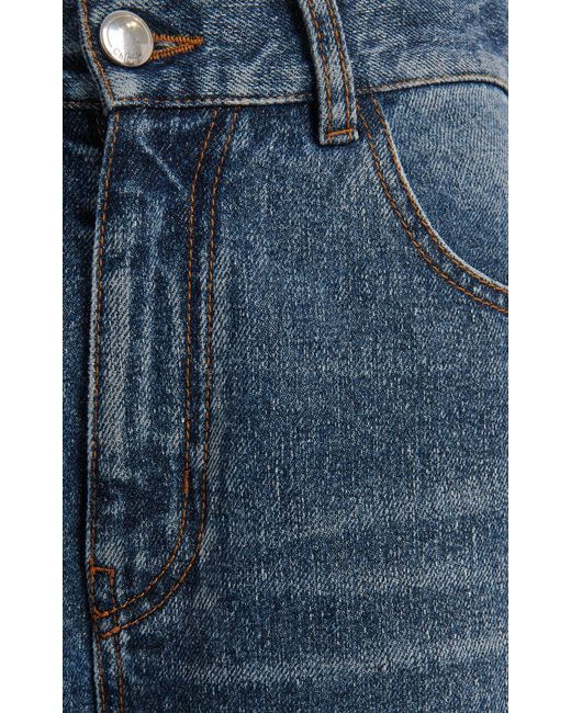 Chloé Blue Mid-rise Cotton-hemp Bootcut Jeans