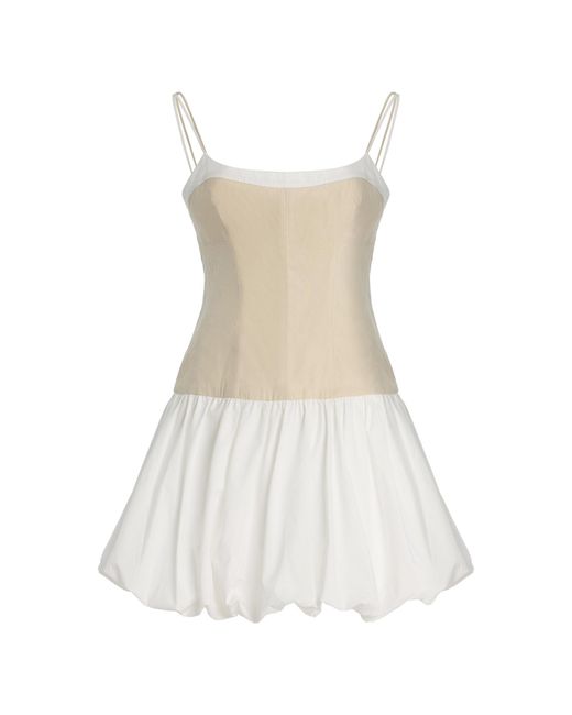 Jonathan Simkhai White Fifi Linen-Blend Bubble Mini Dress