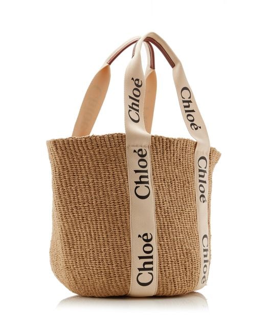 Chloé Natural Woody Ribbon-trimmed Raffia Tote Bag