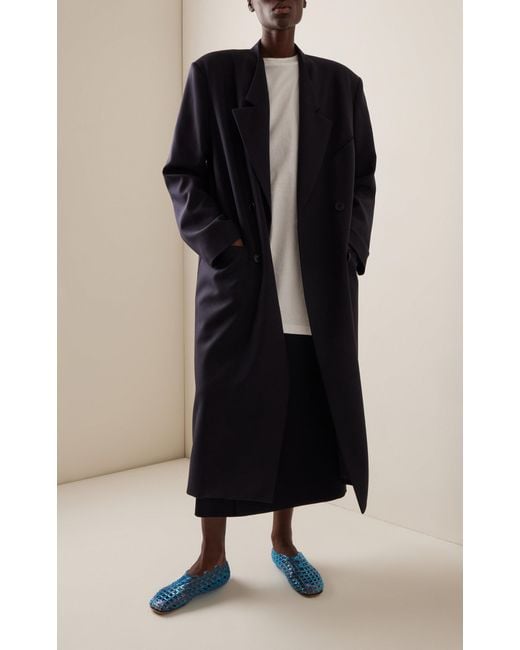 The Row Black Kavi Wrapped Wool Column Midi Skirt