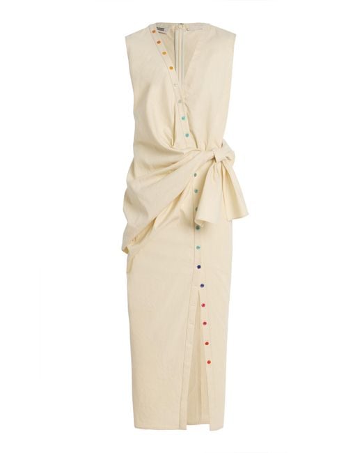 Christopher John Rogers Natural Cotton Sarong Shirt Dress