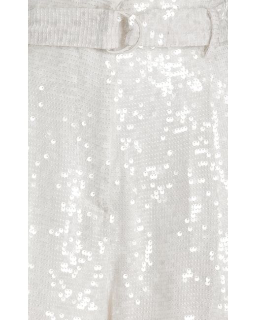 LAPOINTE White Sequined High-rise Satin Shorts