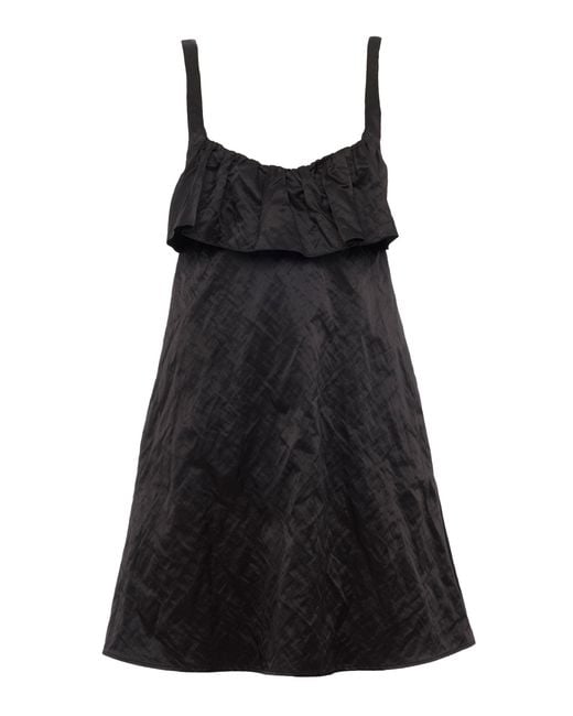 Chloé Black Satin Crinkle Mini Dress
