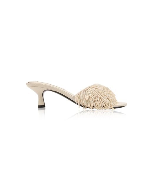 St. Agni White Bijou Beaded Heel 50
