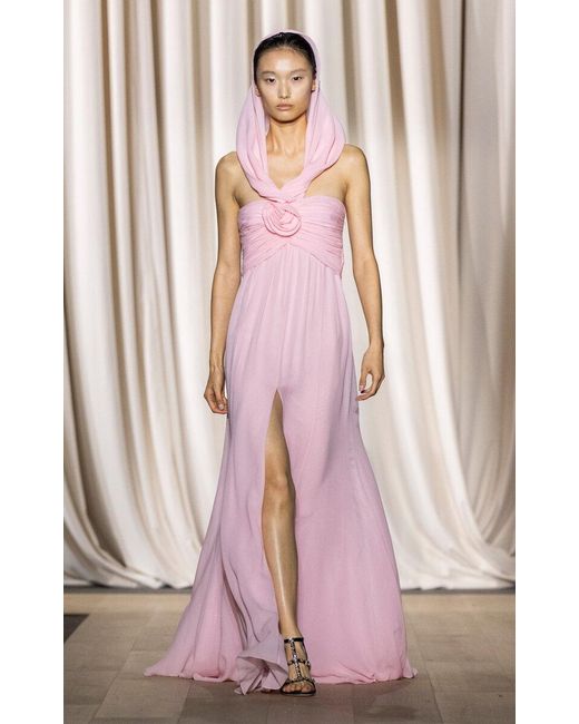 Giambattista Valli Pink Georgette Gown With Hood