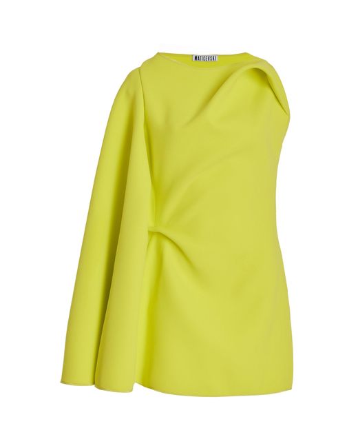 Maticevski Yellow Exclusive Prefix Cape-sleeved Mini Dress