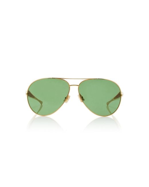 Bottega Veneta Green Aviator-frame Metal Sunglasses