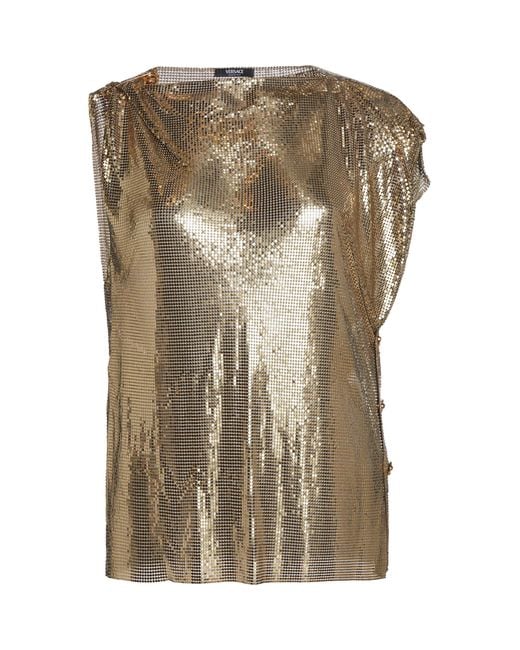 Versace Metallic La Vacanza Metal Mesh Top
