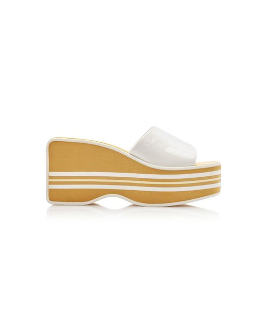 Chloé Yellow Swimming Cool Patent Leather Platform Sandals