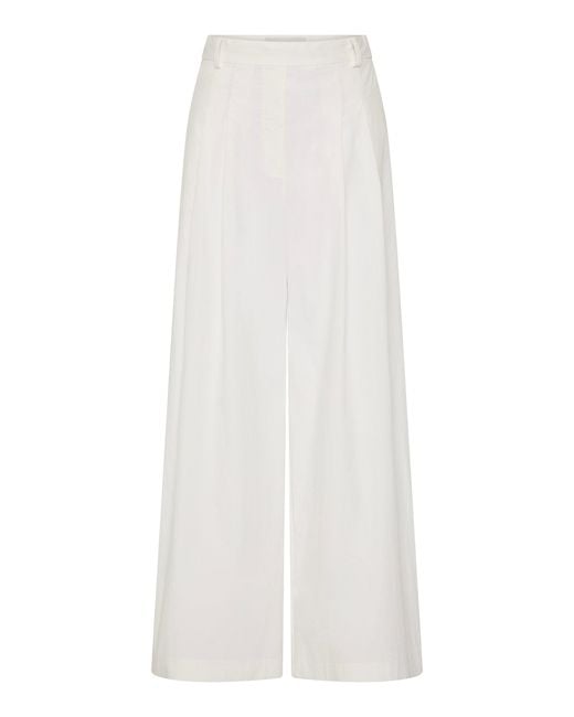 St. Agni White Adjustable Cotton-Blend Palazzo Pants