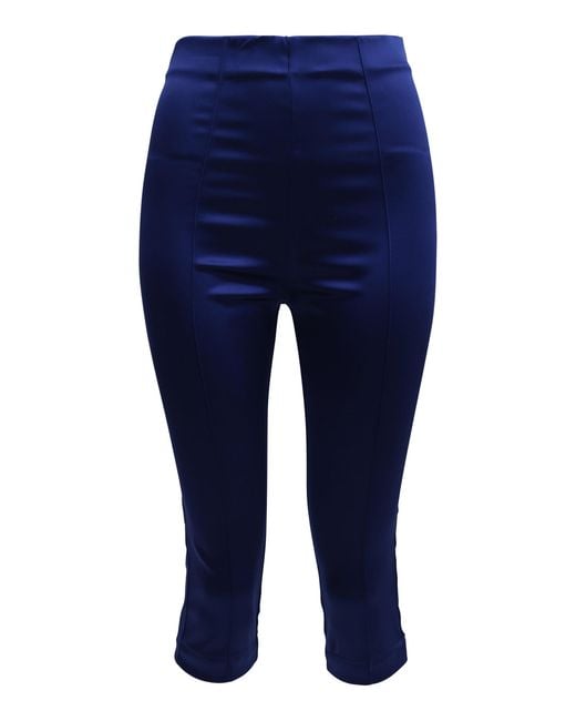 Francesca Miranda Blue Nova Silk-Blend Capri Pants