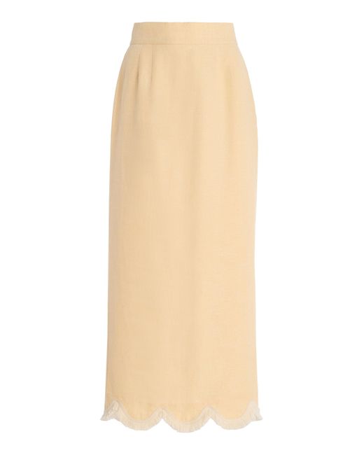 Posse Natural Essie Fringed Linen Column Skirt