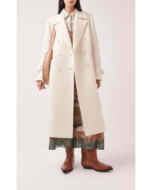 Chlo Woven Double breasted Trench Coat in White Lyst