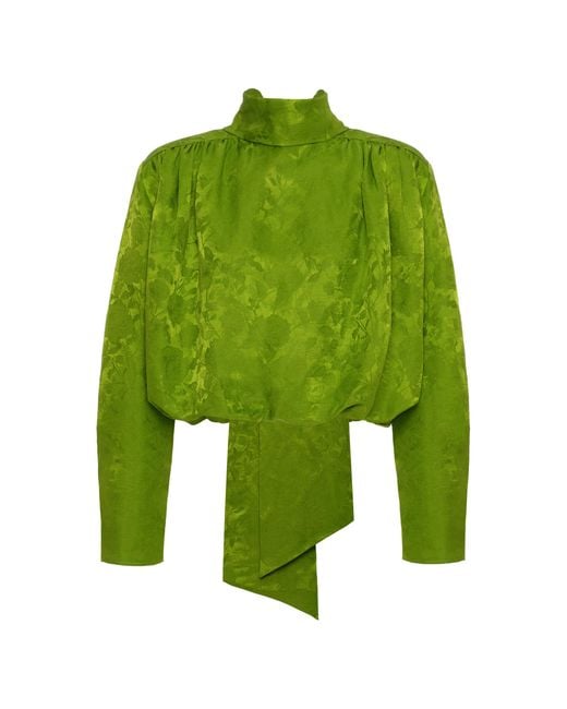 Magda Butrym Green Patterned Linen-Silk Blouse