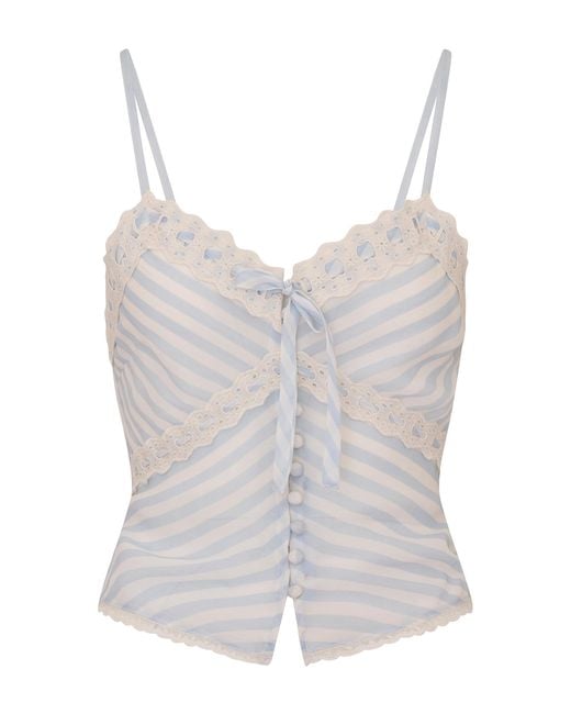 LoveShackFancy Gray Anika Striped Top