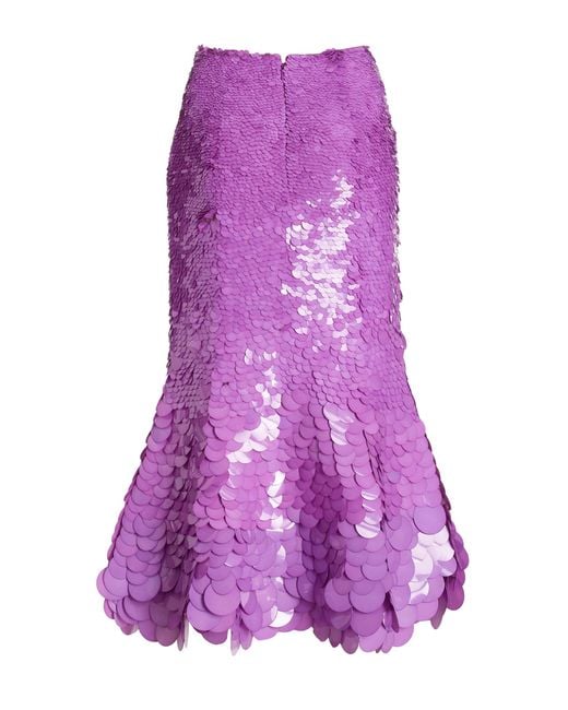 Oscar de la Renta Purple Paillette-sequined Midi Skirt