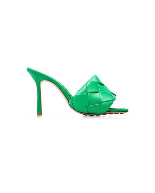 Bottega Veneta Green The Lido Intrecciato Leather Sandals
