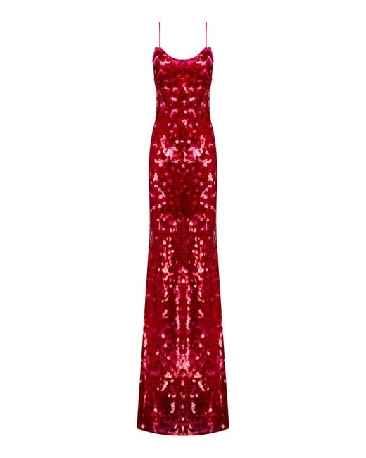 The New Arrivals Ilkyaz Ozel Red Gwyneth Paillette-sequined Gown