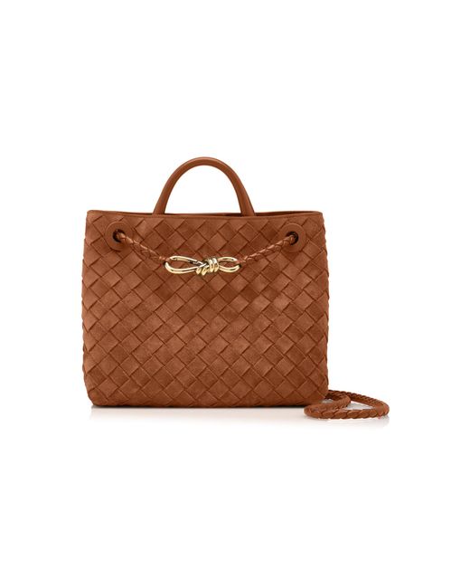 Bottega Veneta Women's Brown Small Andiamo Intrecciato Suede Bag