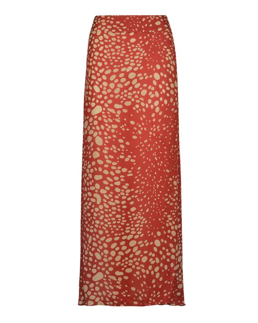 Johanna Ortiz Red Acient Mirage Printed Silk Maxi Skirt