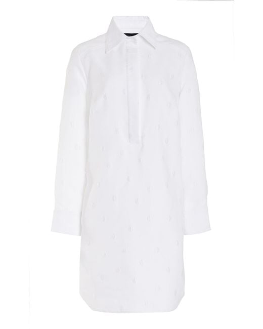Brandon Maxwell White The Lola Polka-Dotted Jacquard Tunic Midi Dress