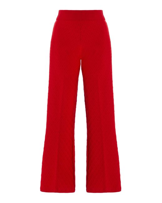 High Sport Red Exclusive Harry Cotton-Blend Knit Cropped Wide-Leg Pants