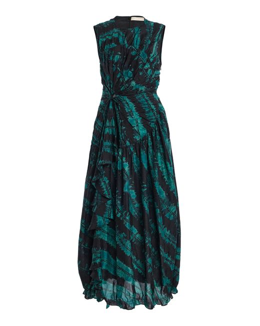 Ulla Johnson Green Veda Shibori Dyed Dress