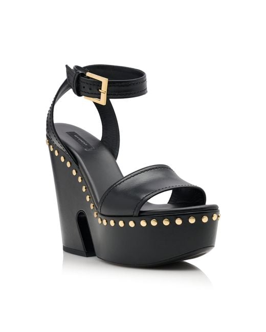 Givenchy Black Studded Wedge Platform Sandals