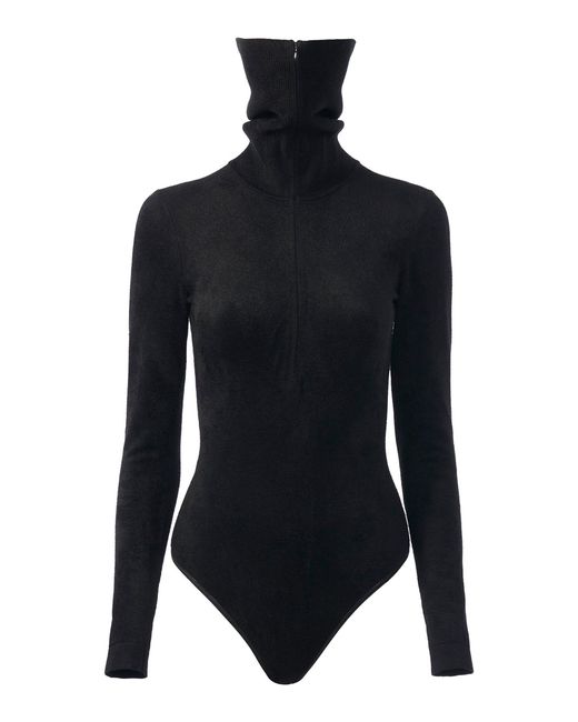 Alaïa Zip Velvet Bodysuit in Blue Lyst