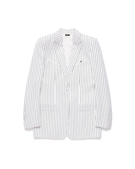 Tom Ford White Striped Single-Breasted Wool Western Jacket