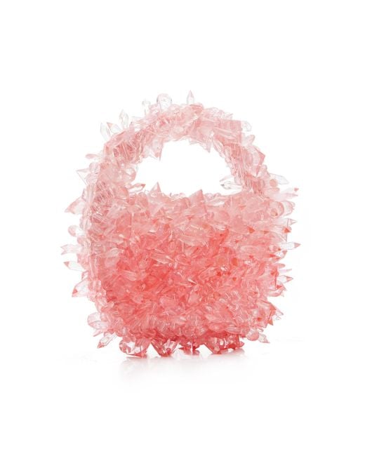 Clio Peppiatt Pink Quartz Beaded Bag