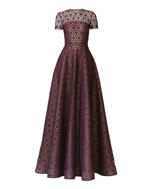 Naeem Khan Purple Cording Cap Sleeve Gown