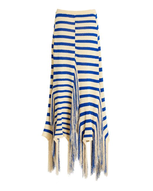 Proenza Schouler Blue Yves Fringed Cotton-Blend Knit Maxi Skirt