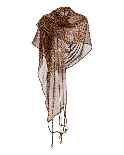 Pardo Hats Multicolor Exclusive La Isla Sahara Beaded Leopard-Print Silk Hooded Scarf