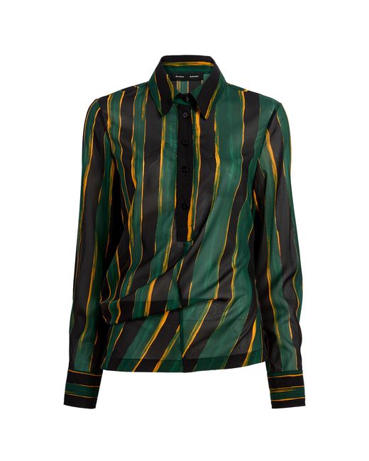 Proenza Schouler Green Meret Printed Silk-Blend Shirt