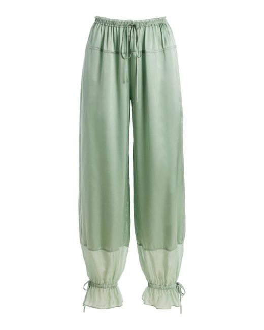 Ulla Johnson Green Camile Silk Cinched Pants